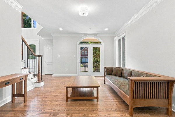 Two-story foyer and formal living room